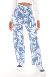 Renaissance Printed Straight Leg Jeans - Blue/combo Ins Street